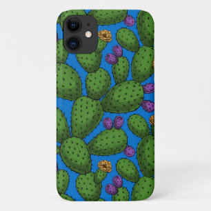 Drijvende opuntia op blauw iPhone 11 hoesje