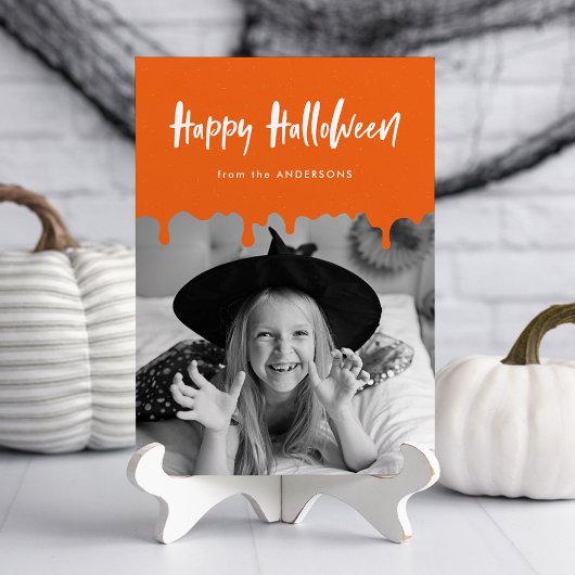 Drijvende Oranje Halloween-fotokaart