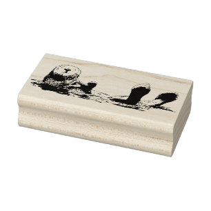 Drijvende Otter Nieuw Opgezette Rubberzegel Rubberstempel
