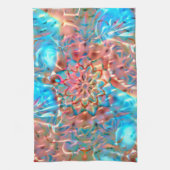 Drijvende perziken en aqua onder gehammerd glas theedoek (Verticaal)