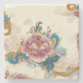 drijvende pioen stenen onderzetter (Voorkant)