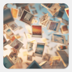 Drijvende Polaroidherinneringen Vierkante Sticker