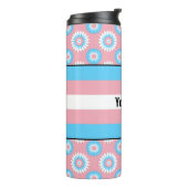 Drijvende pridevlag met roze bloembeschermlaag thermosbeker (Gedraaid links)