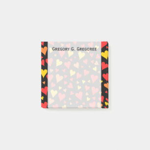 Drijvende rode, Oranje en gele harten Post-it® Notes