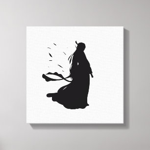 Drijvende stilte – Minimalistische vrouwelijke sil Canvas Afdruk