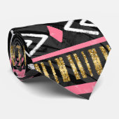 Drijvende verfstam Aztec geometrisch ontwerp Stropdas (Opgerold)