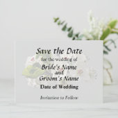 Drijvende witte peren bloesems save the date (Staand voorkant)