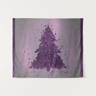 Drilkerige Kerstboom Diep Pruim Paarse Spatten Wandkleed