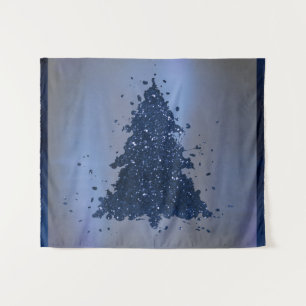 Drilkerige Kerstboom Klasse Navyblauwe Spatten Wandkleed