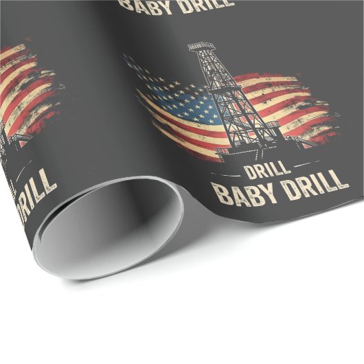 Drill Baby Drill Amerikaanse Trump Energie Economi Cadeaupapier (Rol Hoek)