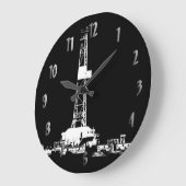 Drilling Rig Silhouette Clock (met cijfers) Grote Klok (Hoek)