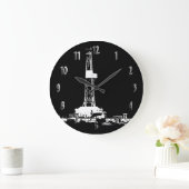 Drilling Rig Silhouette Clock (met cijfers) Grote Klok (Huis)