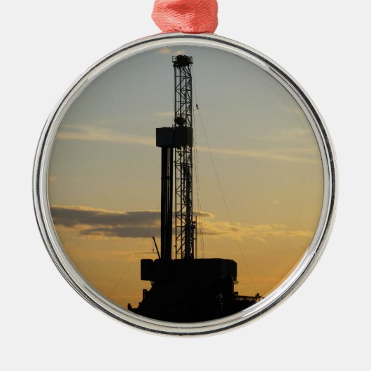 Drilling Rig Silhouette Metalen Ornament (Voorkant)