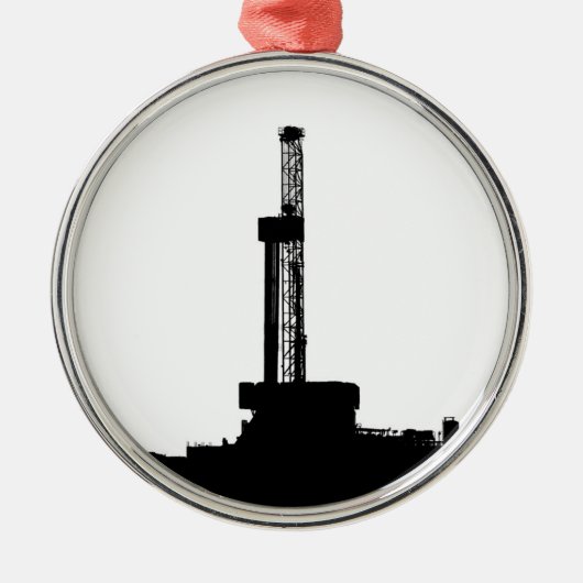 Drilling Rig Silhouette Metalen Ornament (Voorkant)