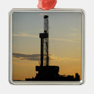 Drilling Rig Silhouette Metalen Ornament