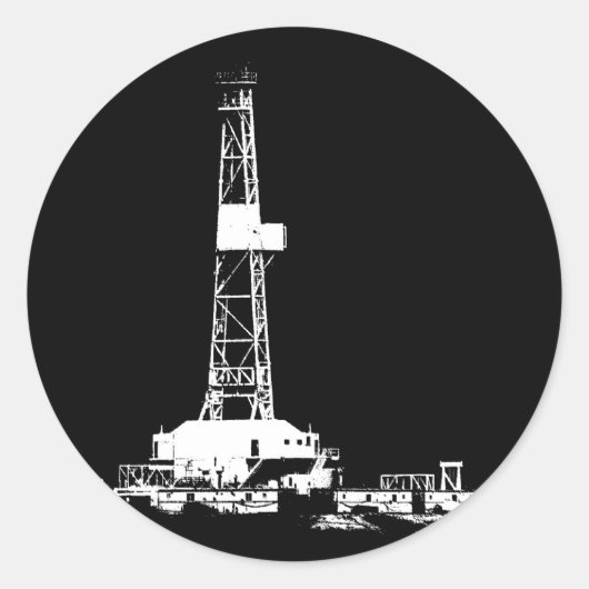 Drilling Rig Silhouette Ronde Sticker (Voorkant)