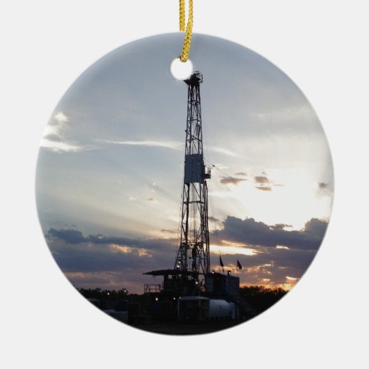 Drilling Rig Sunset Keramisch Ornament (Voorkant)