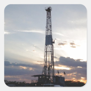 Drilling Rig Sunset Vierkante Sticker