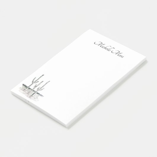 Dringend, eenvoudige cactus zwart wit post-it® notes (Schuin)