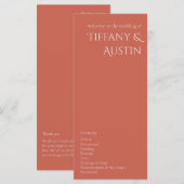 Dringend Roos Modern Wedding Program (Voorkant / Achterkant)