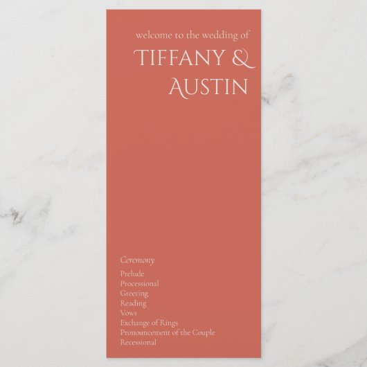 Dringend Roos Modern Wedding Program (Voorkant)