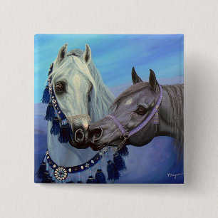 Dringende juwelen Arabische paarden Vierkante Button 5,1 Cm