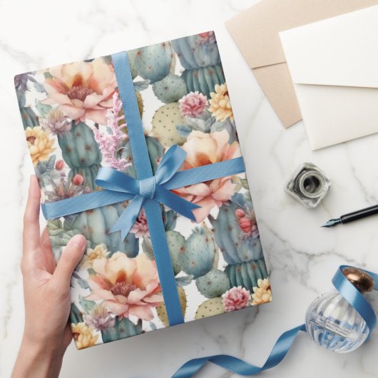 Dringende roos-cactus-bloemvalkleuren cadeaupapier (Geschenken)