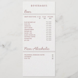 Drink 4,5 x 6,25-inch flatmenu Kaart voor bier en