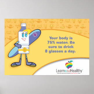 Drink 8 Glas water per dag Poster