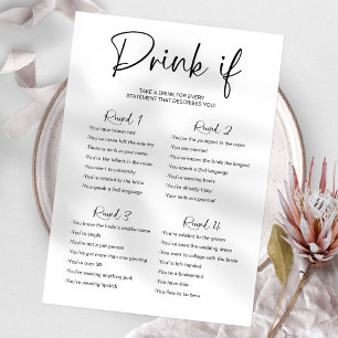 Drink Als Bachelorette Game Minimalist Kaart