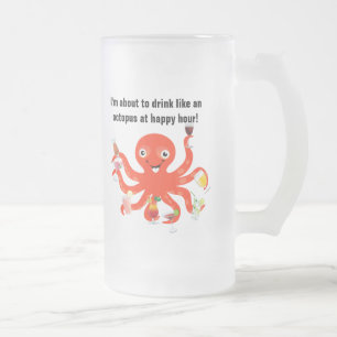 Drink als een octopus bij Happy Hour Funny Matglas Bierpul
