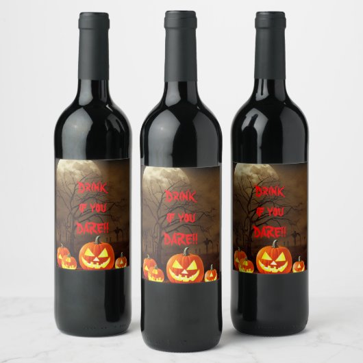 Drink als u Dare Halloween Creepy Graveyard Wijn Etiket (Flessen)