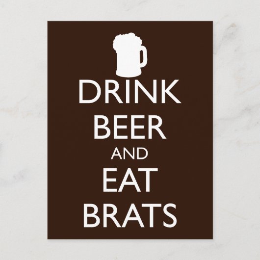 DRINK BEER AND EAT BRATS BRIEFKAART (Voorkant)