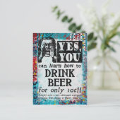 Drink Beer Briefkaart - Funny Vintage Ad (Staand voorkant)