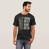 Drink Beer Hunt Deer Funny Archery Bow (op T-shirt (Voorkant volledig)