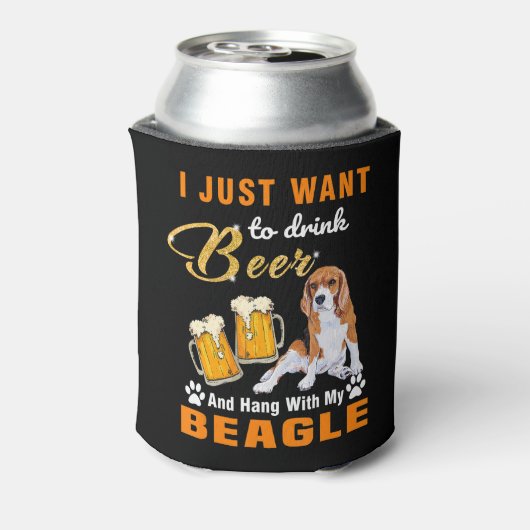 Drink bier en hou vol met mijn beagle blikjeskoeler (Blikje Achterkant)