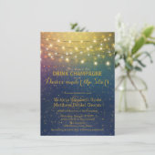 Drink champagne dansen onder de sterren bruiloft kaart (Staand voorkant)