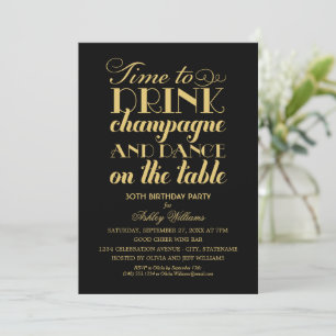 Drink Champagne Dansen Zwart Goud Kaart