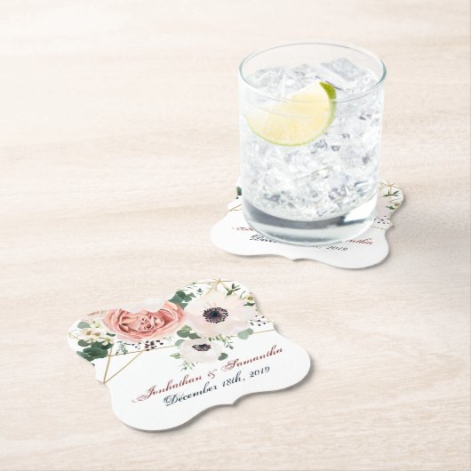 Drink Coasters Geometric Garden Roos Anemone Rusti Kartonnen Onderzetters (Insitu)