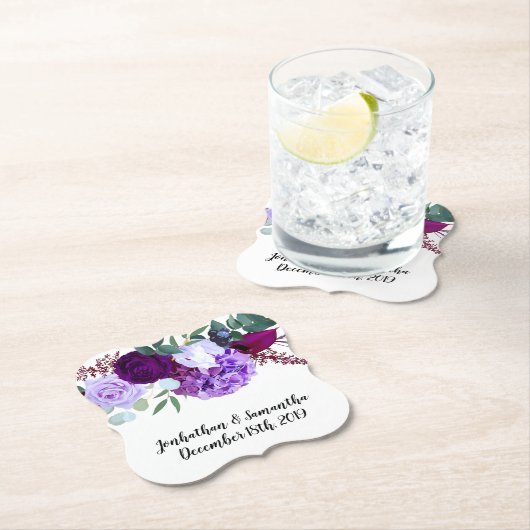 Drink Coasters Lavendel Hibiscus op Wit Kartonnen Onderzetters (Insitu)