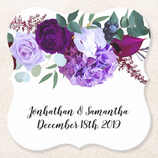 Drink Coasters Lavendel Hibiscus op Wit Kartonnen Onderzetters (Voorkant)