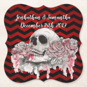 Drink Coasters schedel Roos Gotische Chevron rood  Kartonnen Onderzetters (Voorkant)