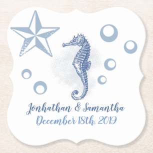 Drink Coasters Seahorse Zee Ocean Beach Kartonnen Onderzetters
