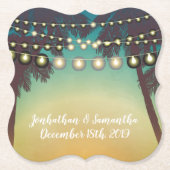 Drink Coasters Strand Sunset Palm Trees String Lig Kartonnen Onderzetters (Voorkant)