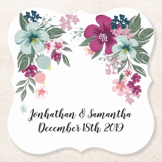 Drink Coasters Tropische Bloem op Wit Kartonnen Onderzetters (Voorkant)