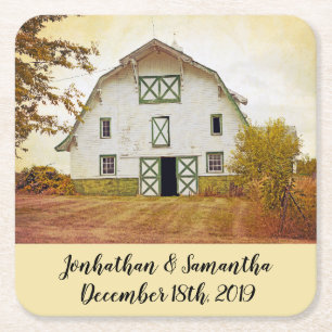 Drink Coasters Zonsondergang Schuur Land Rustiek G Vierkante Kartonnen Onderzetter