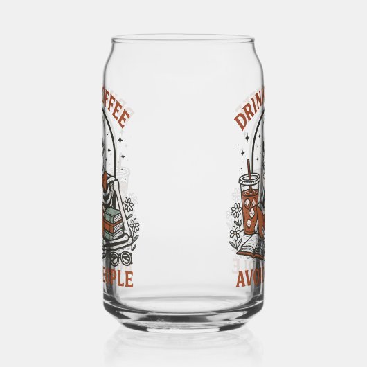 ☕ Drink Coffee, Avoid People – Funny Skeleton Beer Blikvorm Glas (Rechts)