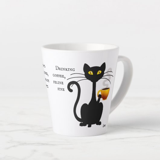 Drink Coffee Feline Fine - 12 oz. Latte Mok (Rechterhoek)