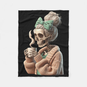 Drink Coffee Skull Skeleton Voor Vrouwen Gift Coff Fleece Deken