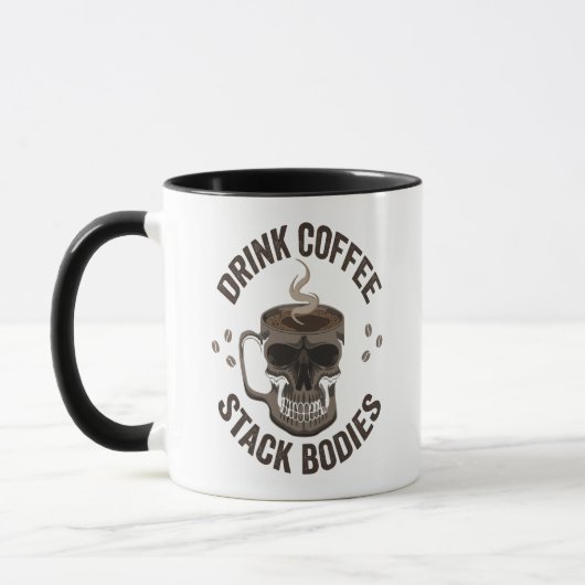 Drink Coffee Stack Bodies Spooky Coffeine Skull Mok (Links)